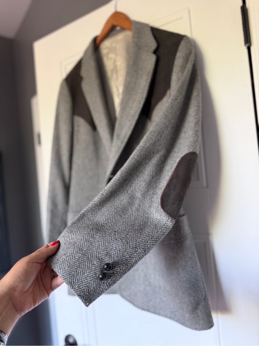 Vintage Western Tweed Blazer Suede